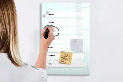 Weekplanner glazen magneetbord met decoratieve print
