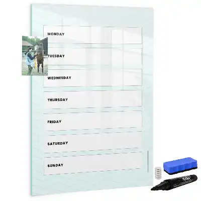 Weekplanner glazen magneetbord met decoratieve print