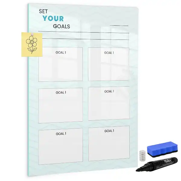 Glazen magnetisch memobord doelenplanner voor aan de muur