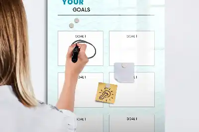 Glazen magnetisch memobord doelenplanner voor aan de muur