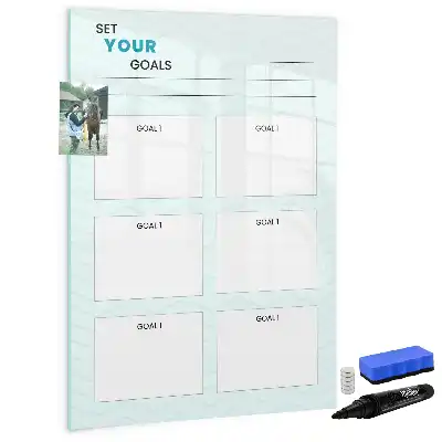 Glazen magnetisch memobord doelenplanner voor aan de muur