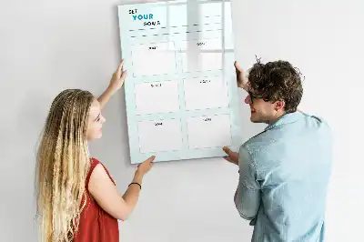 Glazen magnetisch memobord doelenplanner voor aan de muur