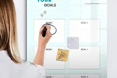 Glazen magnetisch memobord doelenplanner voor aan de muur