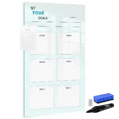 Glazen magnetisch memobord doelenplanner voor aan de muur
