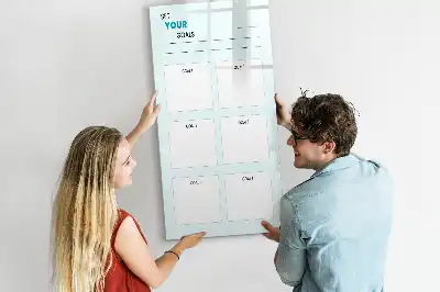 Glazen magnetisch memobord doelenplanner voor aan de muur
