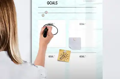 Glazen magnetisch memobord doelenplanner voor aan de muur