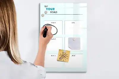 Glazen magnetisch memobord doelenplanner voor aan de muur