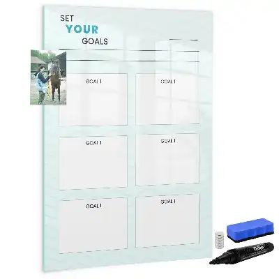 Glazen magnetisch memobord doelenplanner voor aan de muur