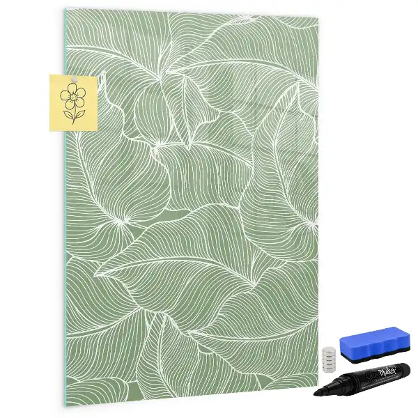 Glazen magneetbord met decoratieve print groot bladpatroon