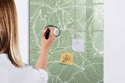 Glazen magneetbord met decoratieve print groot bladpatroon