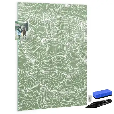 Glazen magneetbord met decoratieve print groot bladpatroon