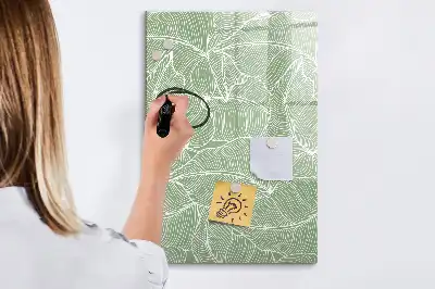 Glazen magneetbord met decoratieve print groot bladpatroon