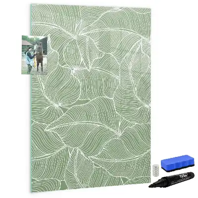 Glazen magneetbord met decoratieve print groot bladpatroon