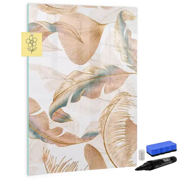 Magnetisch memobord van glas met vogelveren patroon