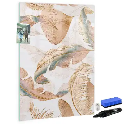 Magnetisch memobord van glas met vogelveren patroon