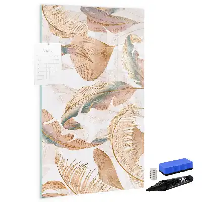 Magnetisch memobord van glas met vogelveren patroon
