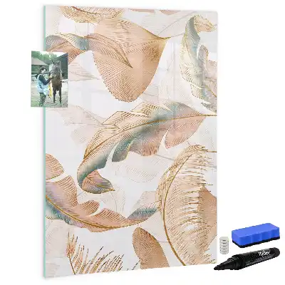 Magnetisch memobord van glas met vogelveren patroon