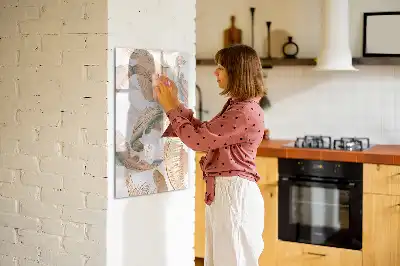 Magnetisch memobord van glas met vogelveren patroon
