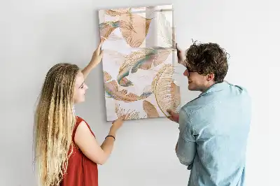 Magnetisch memobord van glas met vogelveren patroon