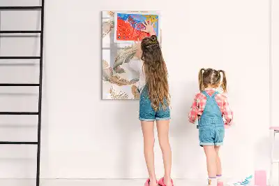 Magnetisch memobord van glas met vogelveren patroon