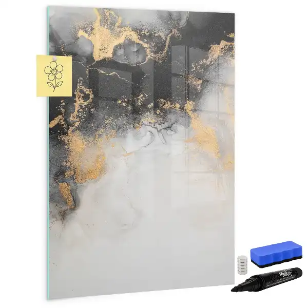 Glazen magneetbord met abstracte marmerprint