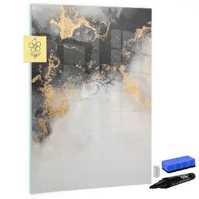Glazen magneetbord met abstracte marmerprint