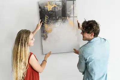 Glazen magneetbord met abstracte marmerprint