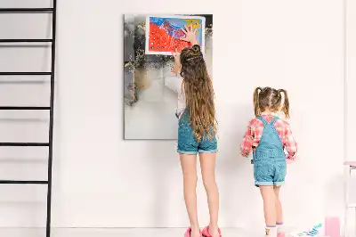 Glazen magneetbord met abstracte marmerprint