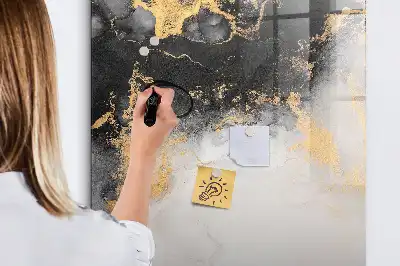 Glazen magneetbord met abstracte marmerprint