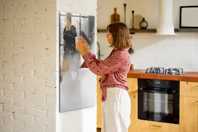 Glazen magneetbord met abstracte marmerprint