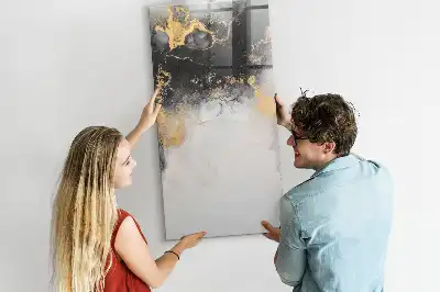 Glazen magneetbord met abstracte marmerprint