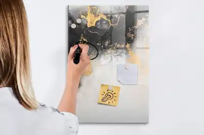 Glazen magneetbord met abstracte marmerprint