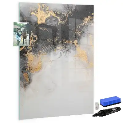 Glazen magneetbord met abstracte marmerprint