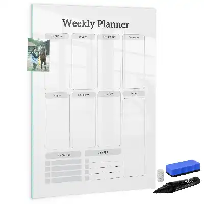Weekplanner glazen magneetbord met decoratieve print