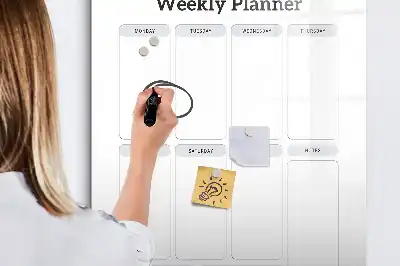 Weekplanner glazen magneetbord met decoratieve print
