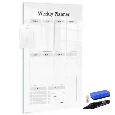 Weekplanner glazen magneetbord met decoratieve print