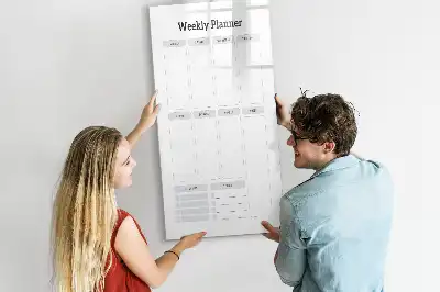 Weekplanner glazen magneetbord met decoratieve print