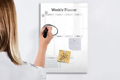 Weekplanner glazen magneetbord met decoratieve print