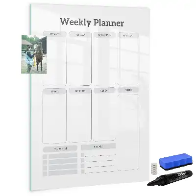 Weekplanner glazen magneetbord met decoratieve print