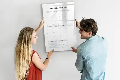 Weekplanner glazen magneetbord met decoratieve print