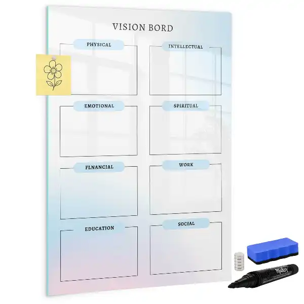 Magnetisch glazen memobord voor aan de muur