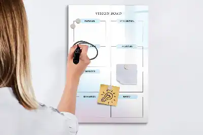 Magnetisch glazen memobord voor aan de muur