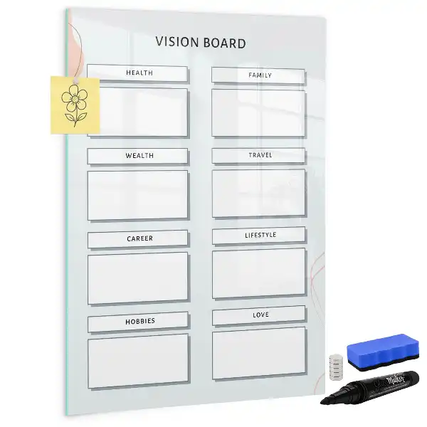 Visiebord van glas met decoratieve print