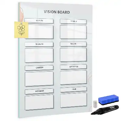 Visiebord van glas met decoratieve print