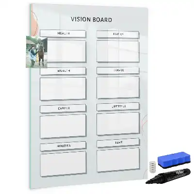 Visiebord van glas met decoratieve print