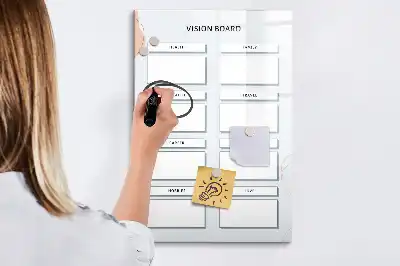 Visiebord van glas met decoratieve print