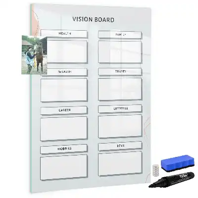 Visiebord van glas met decoratieve print