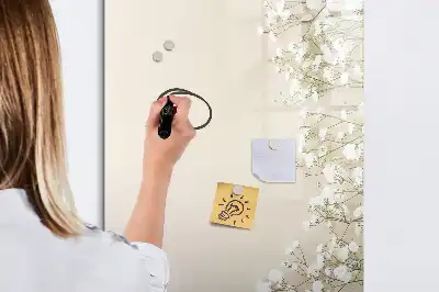 Magnetisch glazen memobord voor aan de muur subtiele bloemen