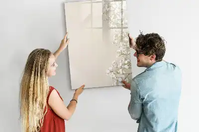 Magnetisch glazen memobord voor aan de muur subtiele bloemen
