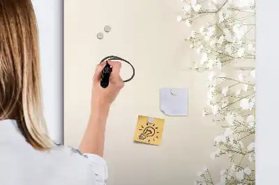 Magnetisch glazen memobord voor aan de muur subtiele bloemen